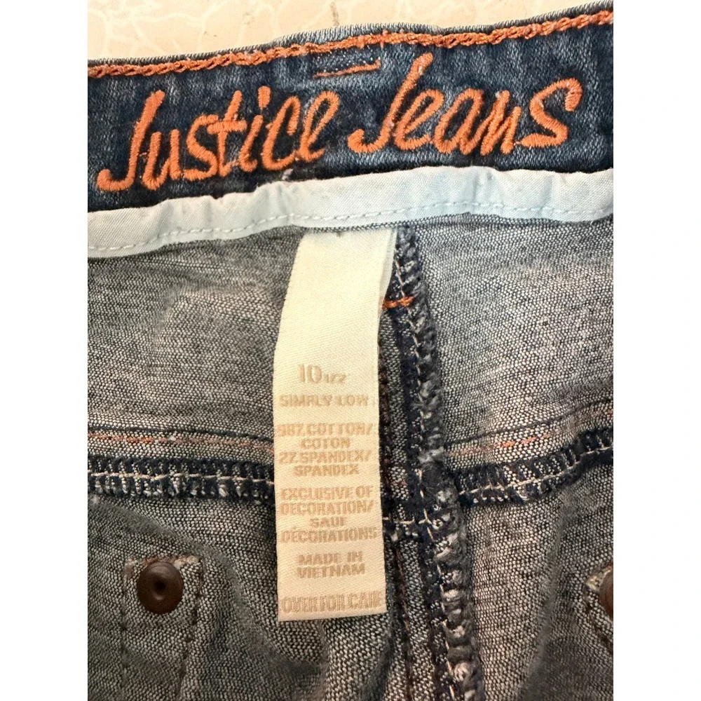 Justice Jeans Girls Size 10 Simply Low Skinny Jeans Dark Wash Blue Denim Stretch